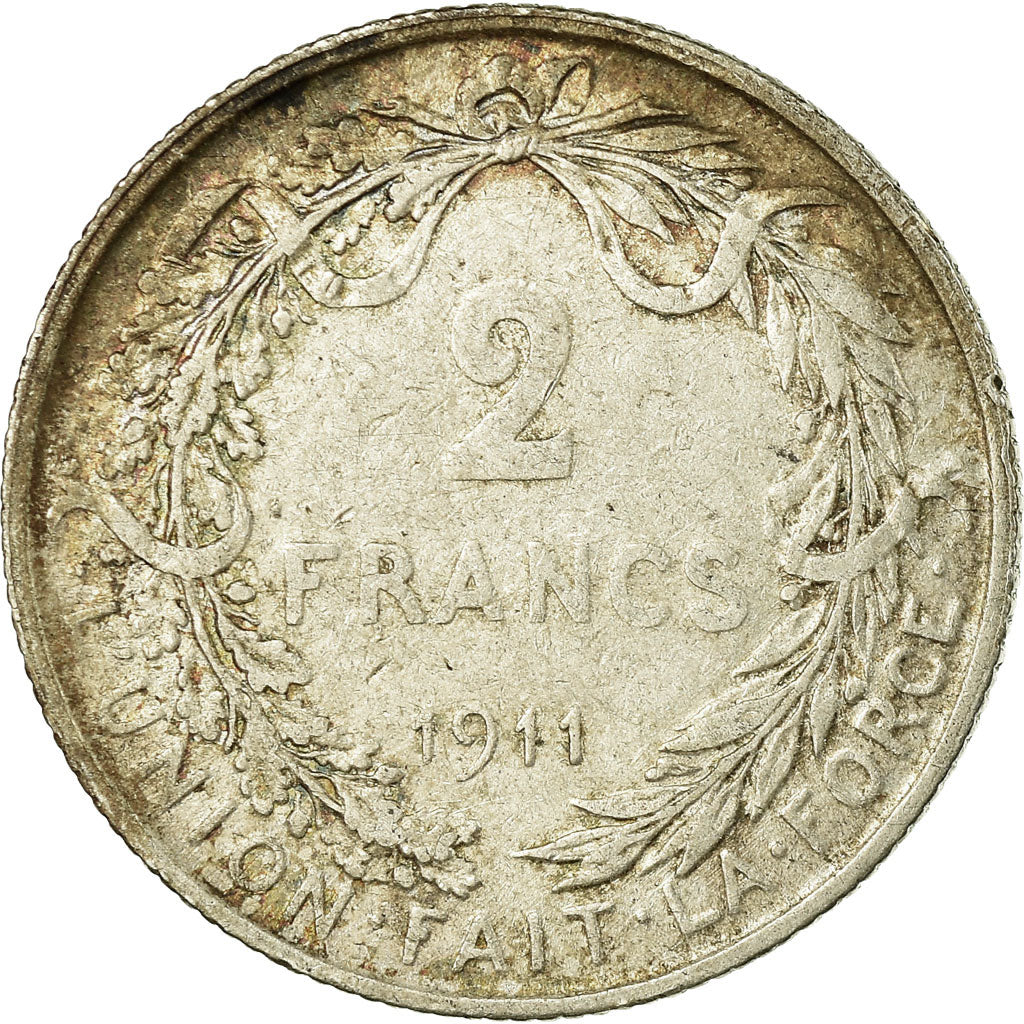 Monnaie, Belgique, 2 Francs, 2 Frank, 1911, B+, Argent, KM:74