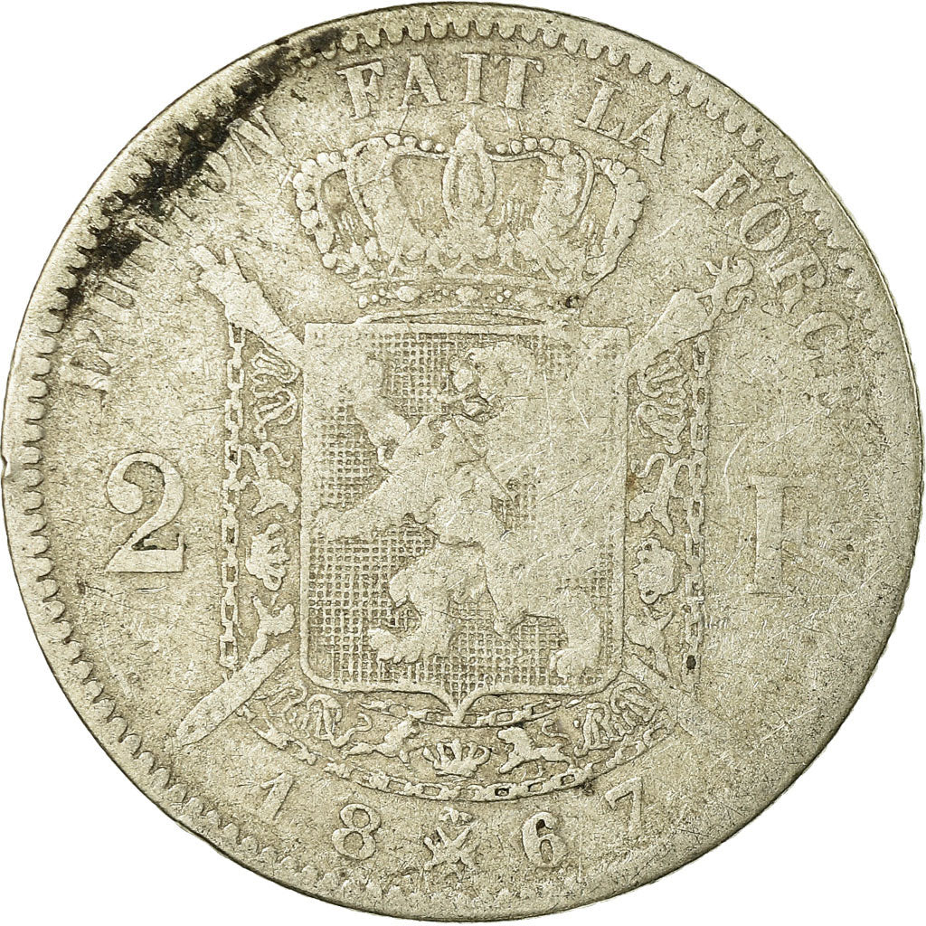 Münze, Belgien, Leopold II, 2 Francs, 2 Frank, 1867, SGE, Silber, KM:30.1