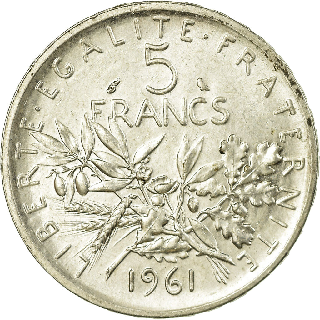 Munten, Frankrijk, Semeuse, 5 Francs, 1961, PR, Zilver, KM:926, Gadoury:770