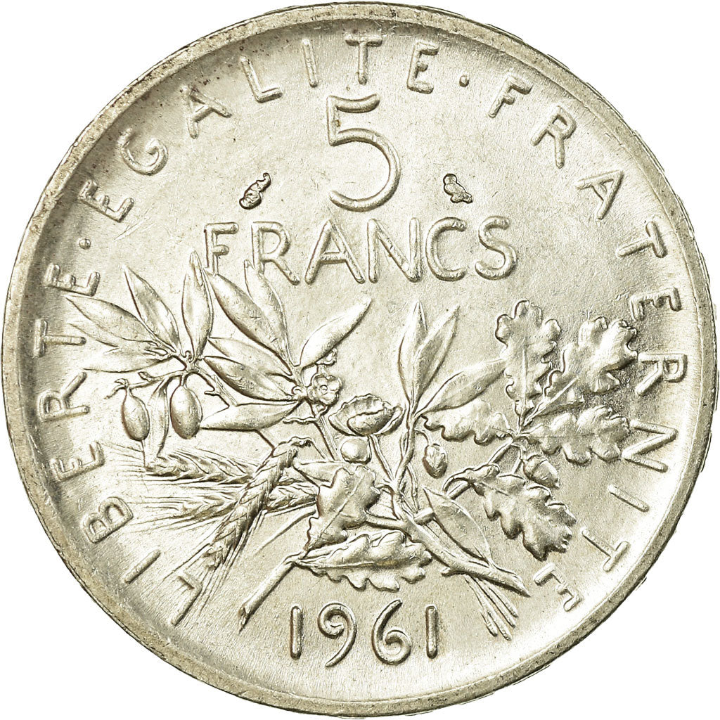 Moneda, Francia, Semeuse, 5 Francs, 1961, EBC+, Plata, KM:926, Gadoury:770