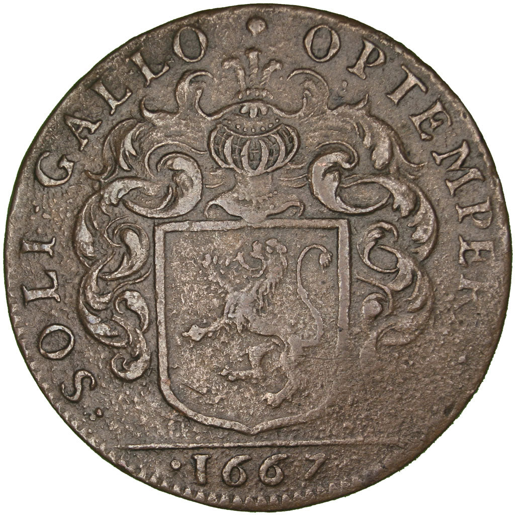 France, Royal, Token, 1667, EF(40-45), Copper, Feuardent #8874, 5.70