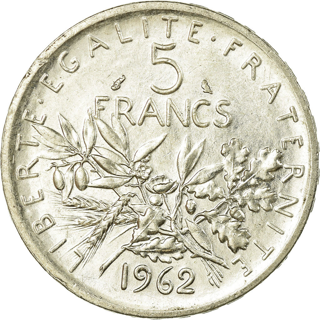 Moneta, Francja, Semeuse, 5 Francs, 1962, AU(55-58), Srebro, KM:926, Gadoury:770