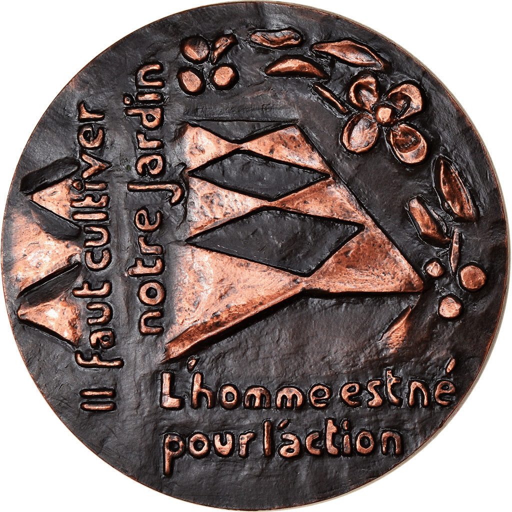France, Médaille, Voltaire, Arts & Culture, 1970, Montané, SPL, Cuivre