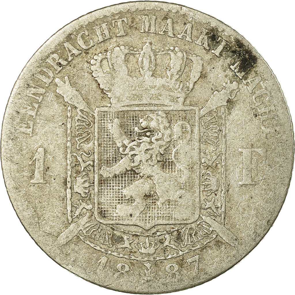 Coin, Belgium, Leopold II, Franc, 1887, VG(8-10), Silver, KM:29.1