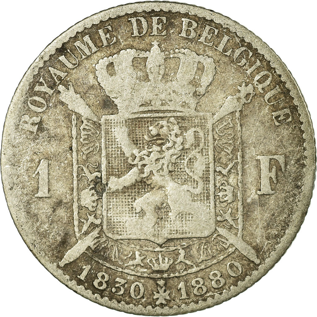 Coin, Belgium, Leopold II, Franc, 1880, VG(8-10), Silver, KM:38