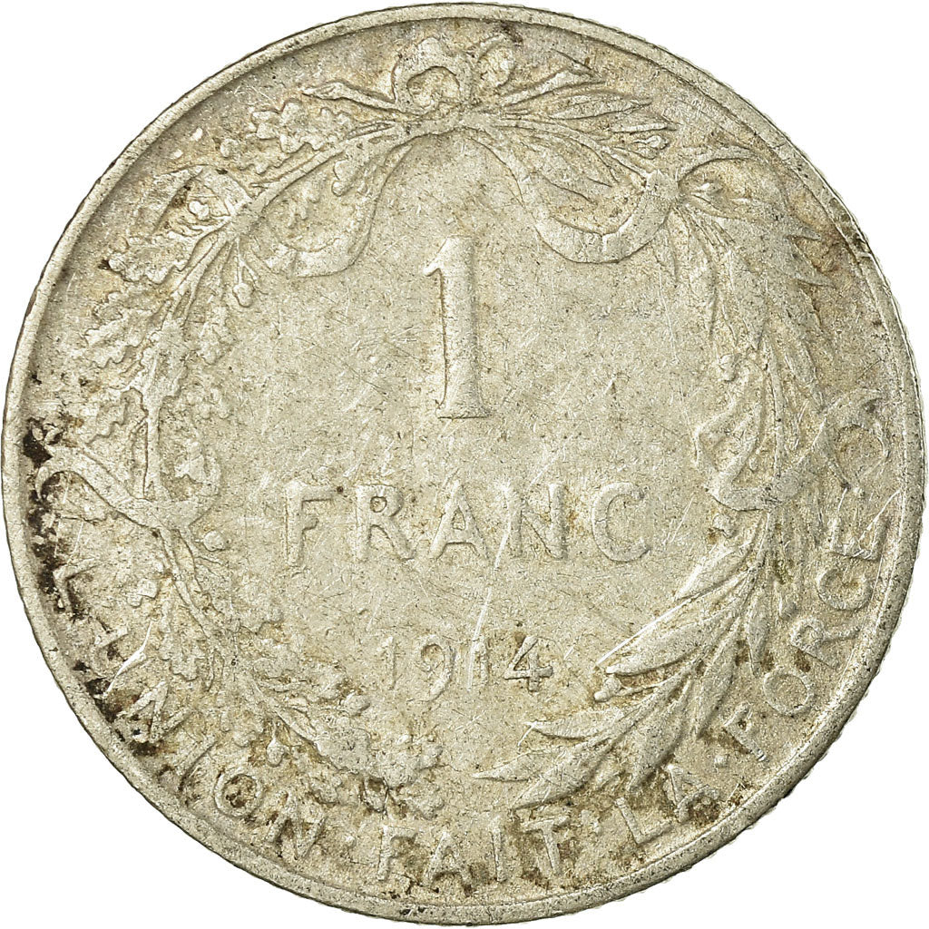 Moeda, Bélgica, Franc, 1914, VG(8-10), Prata, KM:72