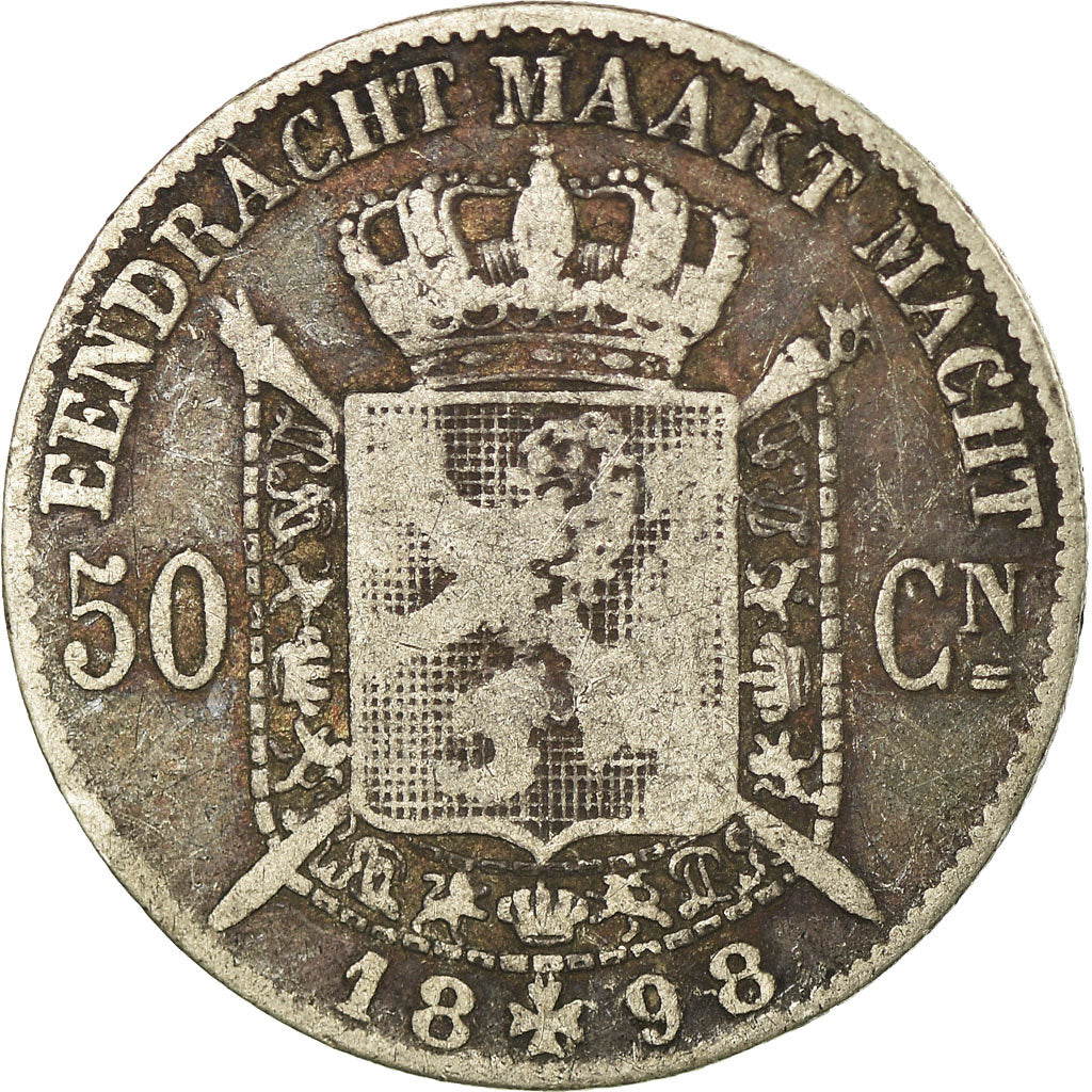 Coin, Belgium, Leopold II, 50 Centimes, 1898, F(12-15), Silver, KM:27