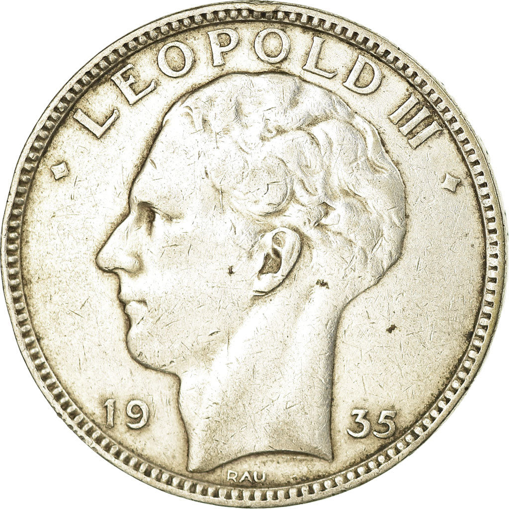 Coin, Belgium, 20 Francs, 20 Frank, 1935, Warsaw, VF(30-35), Silver, KM:105