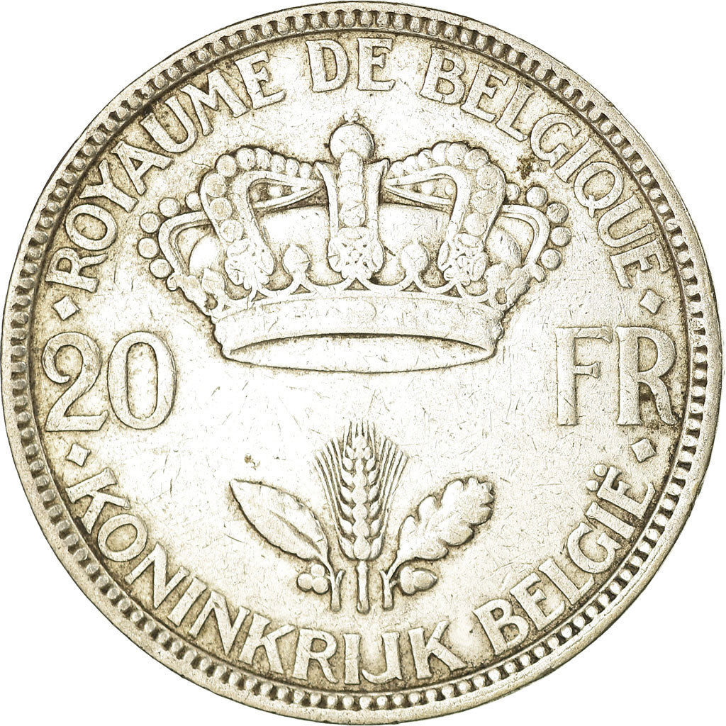 Coin, Belgium, 20 Francs, 20 Frank, 1935, Warsaw, VF(30-35), Silver, KM:105