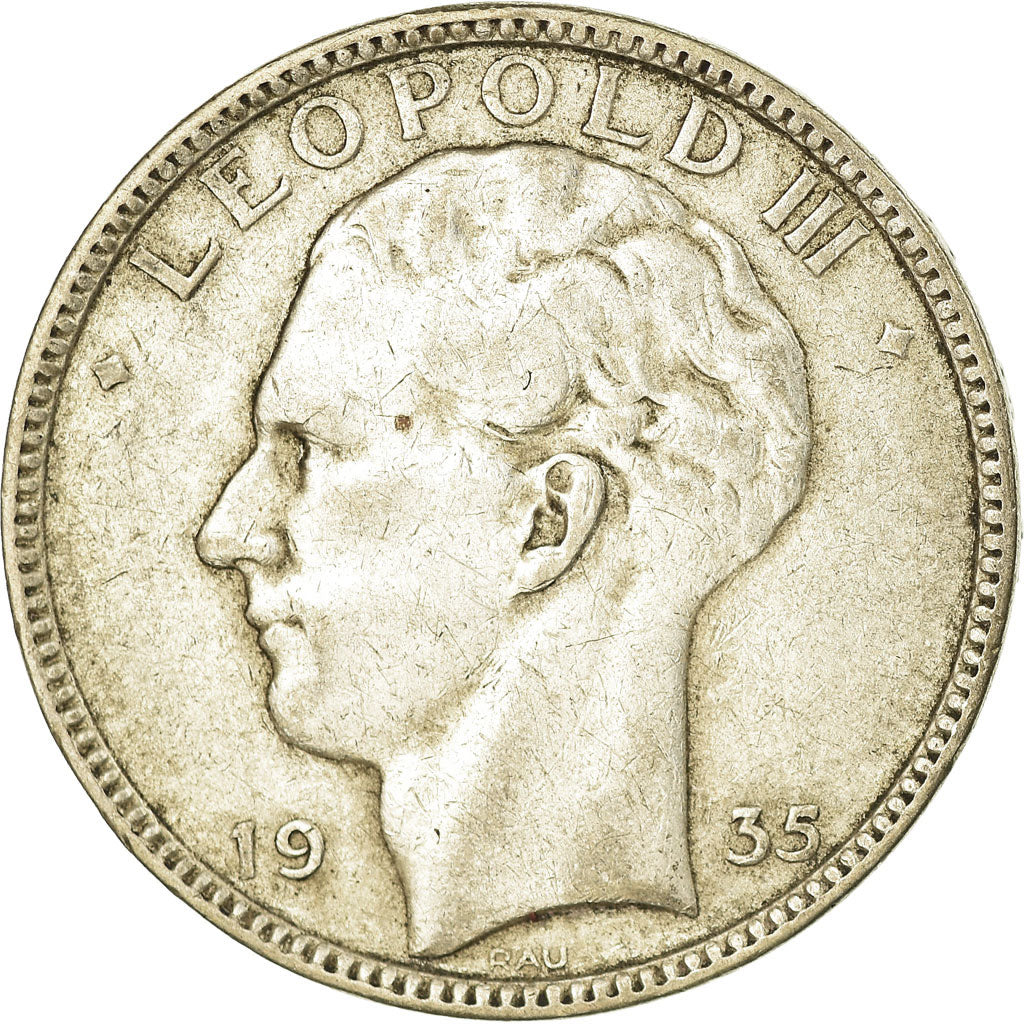 Moneta, Belgio, 20 Francs, 20 Frank, 1935, Warsaw, MB+, Argento, KM:105