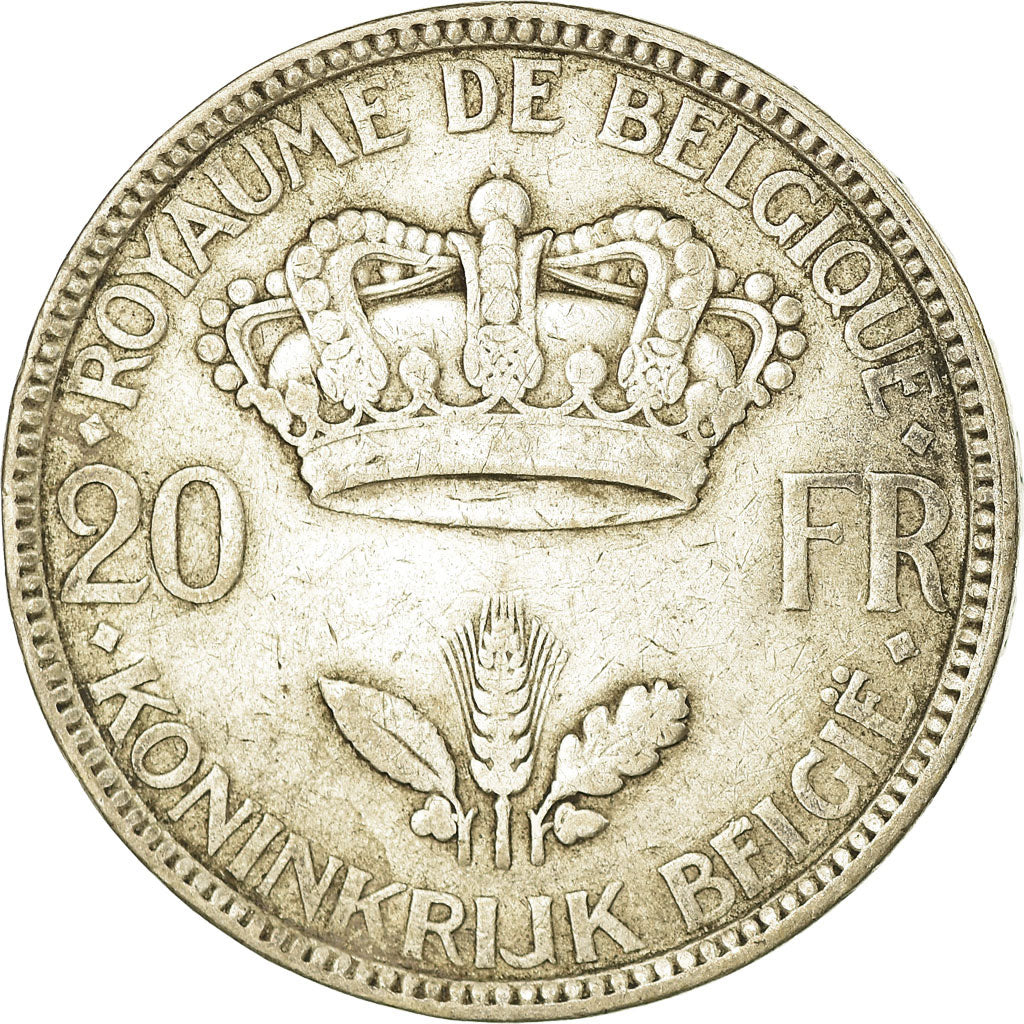 Moneta, Belgio, 20 Francs, 20 Frank, 1935, Warsaw, MB+, Argento, KM:105