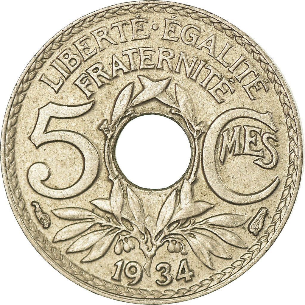 Coin, France, Lindauer, 5 Centimes, 1934, Paris, AU(55-58), Copper-nickel