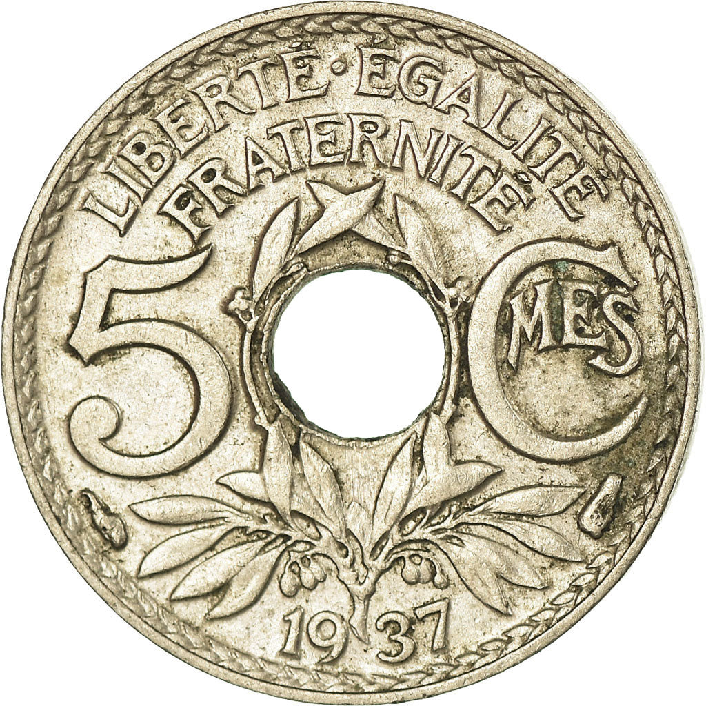 Coin, France, Lindauer, 5 Centimes, 1937, Paris, AU(50-53), Copper-nickel