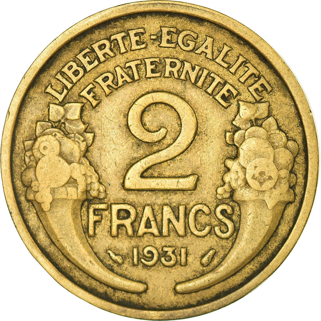 Moneda, Francia, Morlon, 2 Francs, 1931, BC+, Aluminio - bronce, KM:886