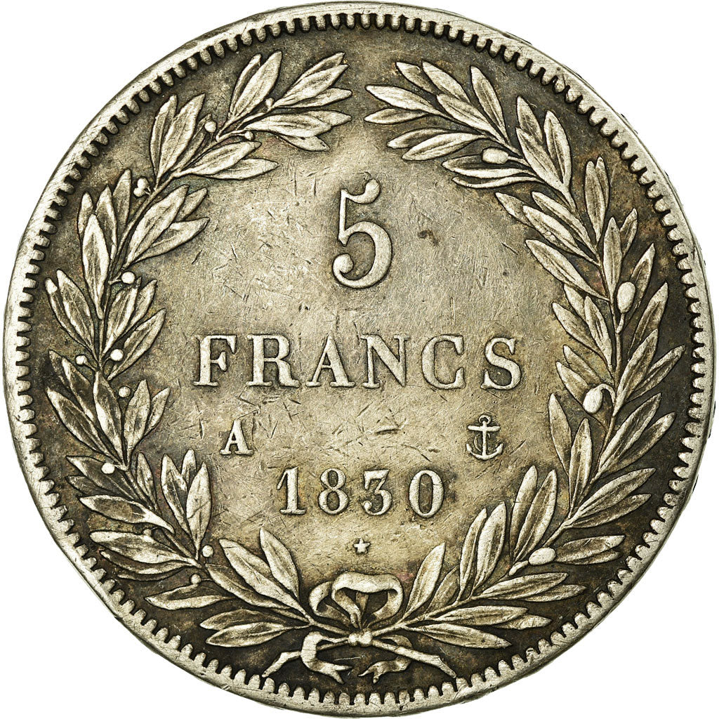 Moneta, Francia, Louis-Philippe, 5 Francs, 1830, Paris, BB, Argento