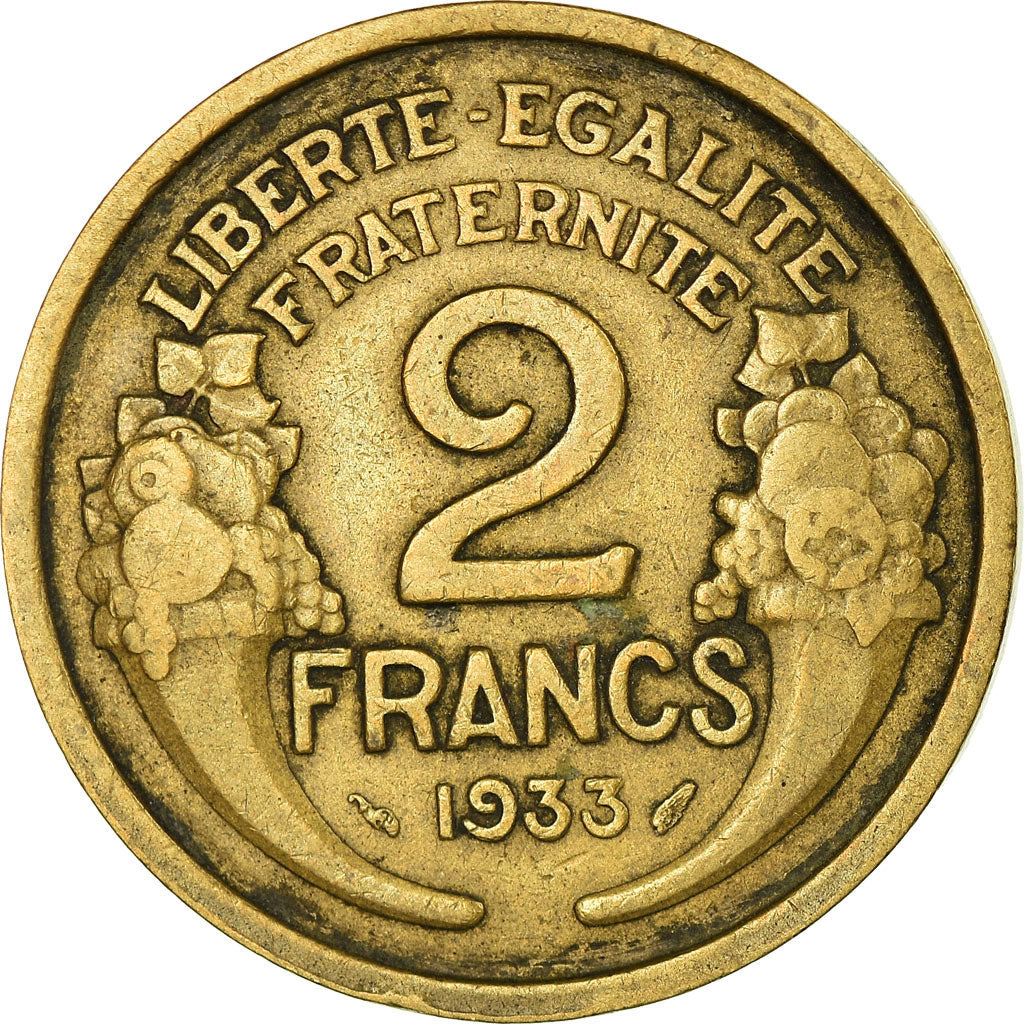 Münze, Frankreich, Morlon, 2 Francs, 1933, SS, Aluminum-Bronze, KM:886