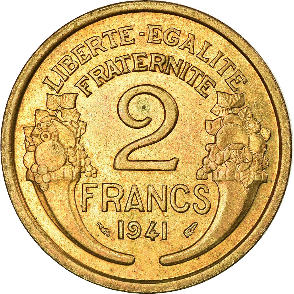 Moeda, França, Morlon, 2 Francs, 1941, AU(50-53), Alumínio-Bronze, KM:886