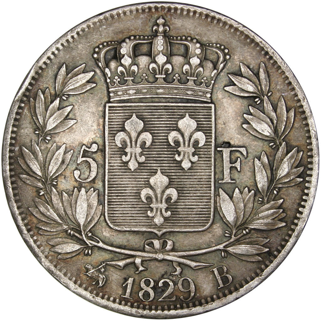 Münze, Frankreich, Charles X, 5 Francs, 1829, Rouen, SS+, Silber, Gadoury:644