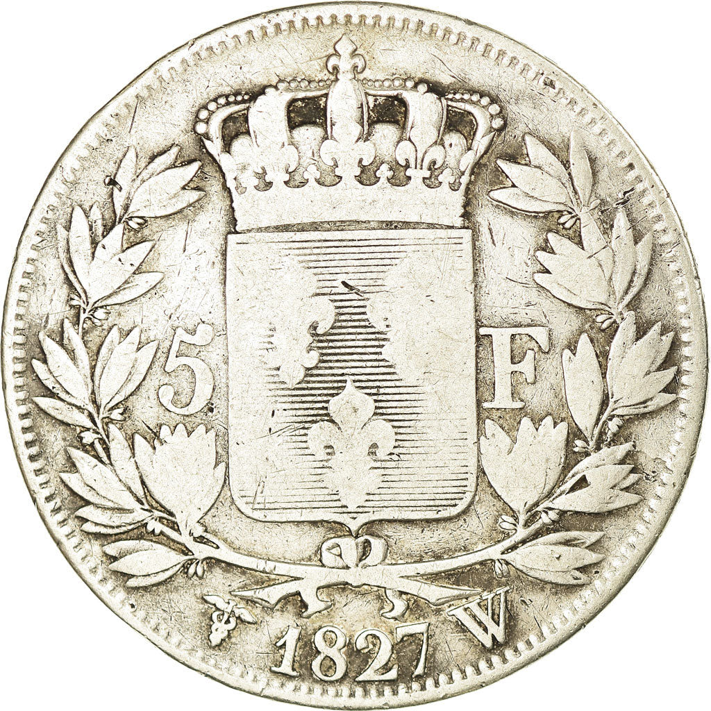 Munten, Frankrijk, Charles X, 5 Francs, 1827, Lille, FR, Zilver, KM:728.13