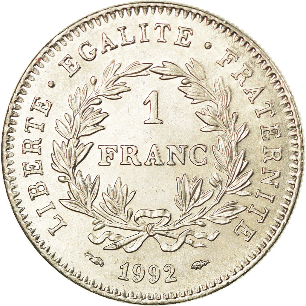 Coin, France, République, Franc, 1992, Paris, MS(60-62), Nickel, KM:1004.1