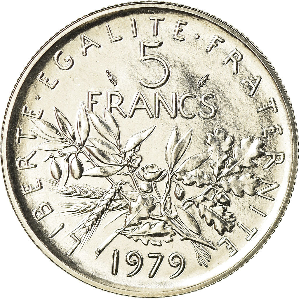 Munten, Frankrijk, Semeuse, 5 Francs, 1979, Paris, FDC, FDC, Nickel Clad