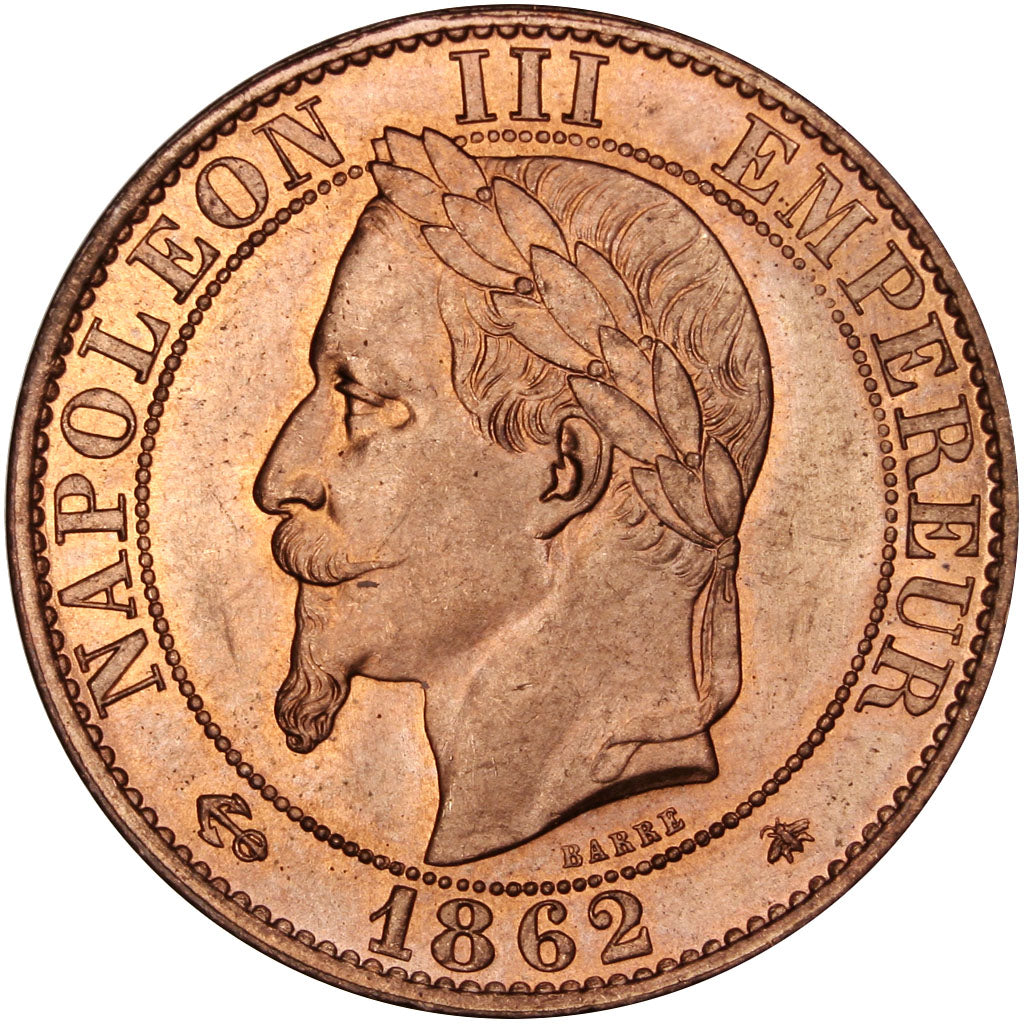 FRANCE, Napoléon III, 5 Centimes, 1862, Paris, KM #797.1, MS(63), Bronze, Gadour