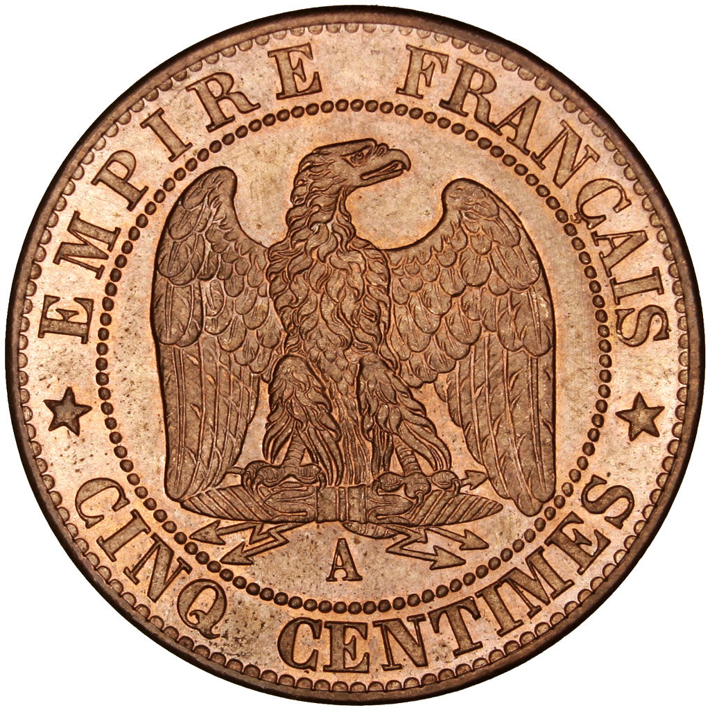 FRANCE, Napoléon III, 5 Centimes, 1862, Paris, KM #797.1, MS(63), Bronze, Gadour