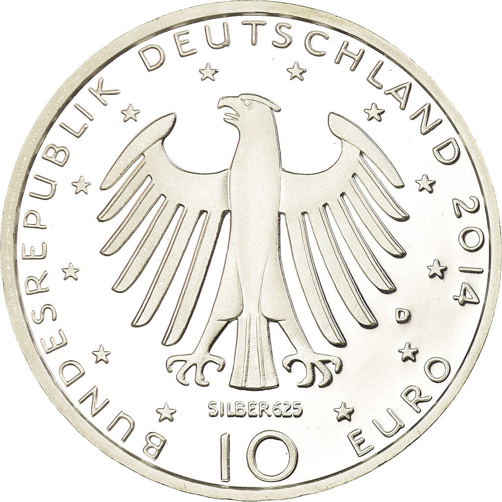 GERMANY - FEDERAL REPUBLIC, 10 Mark, 2014, MS(65-70), Silver, KM:330A