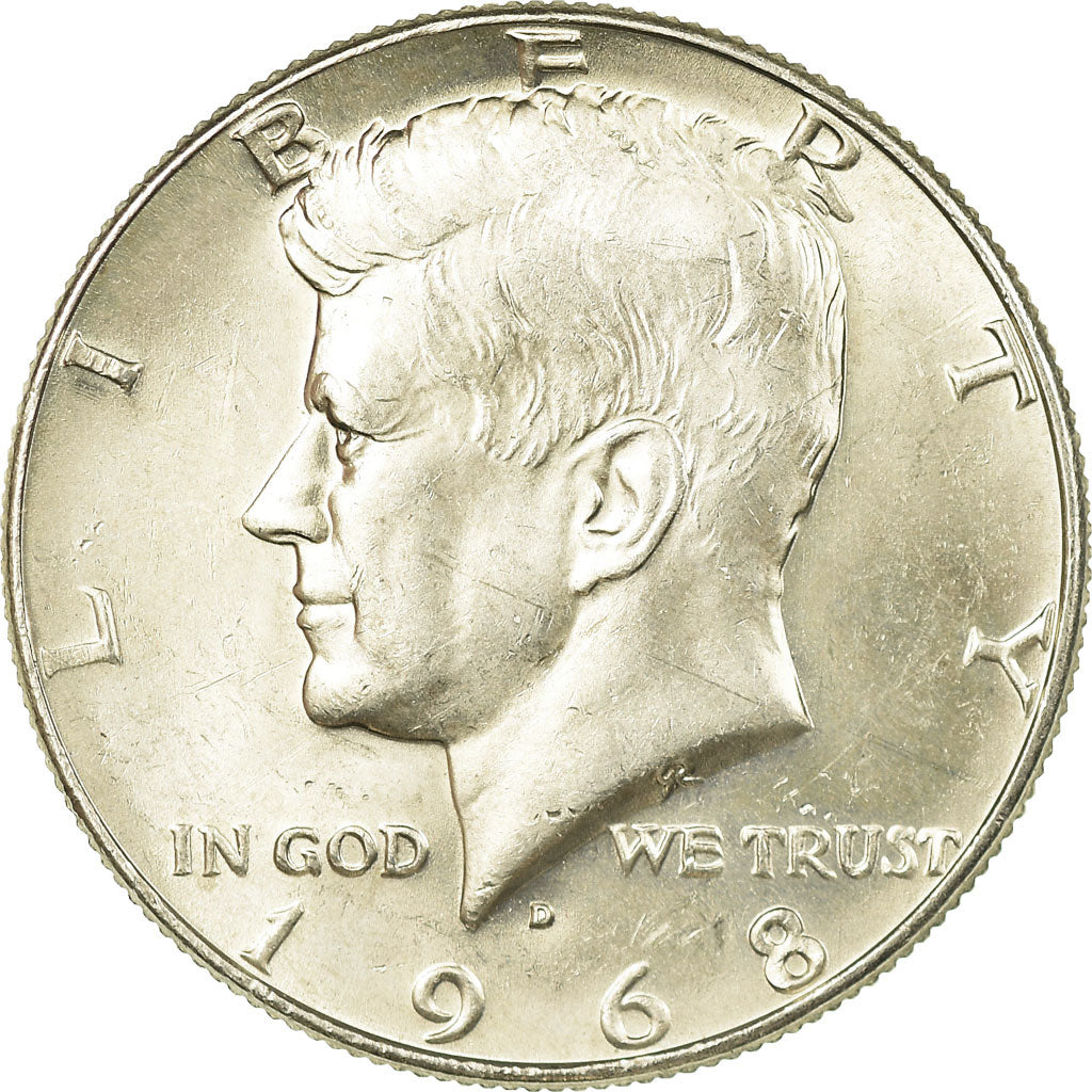 Coin, United States, Kennedy Half Dollar, Half Dollar, 1968, U.S. Mint, Denver