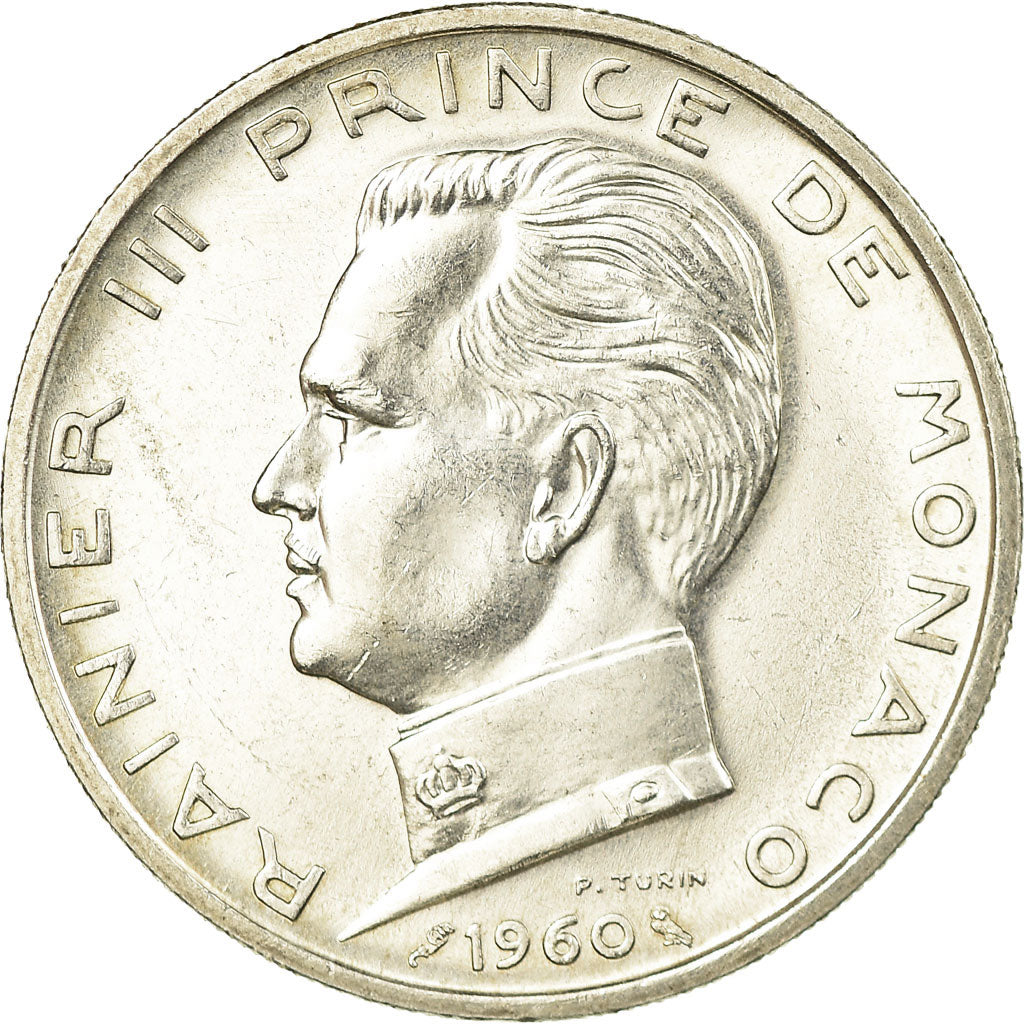 Coin, Monaco, Rainier III, 5 Francs, 1960, MS(60-62), Silver, KM:141