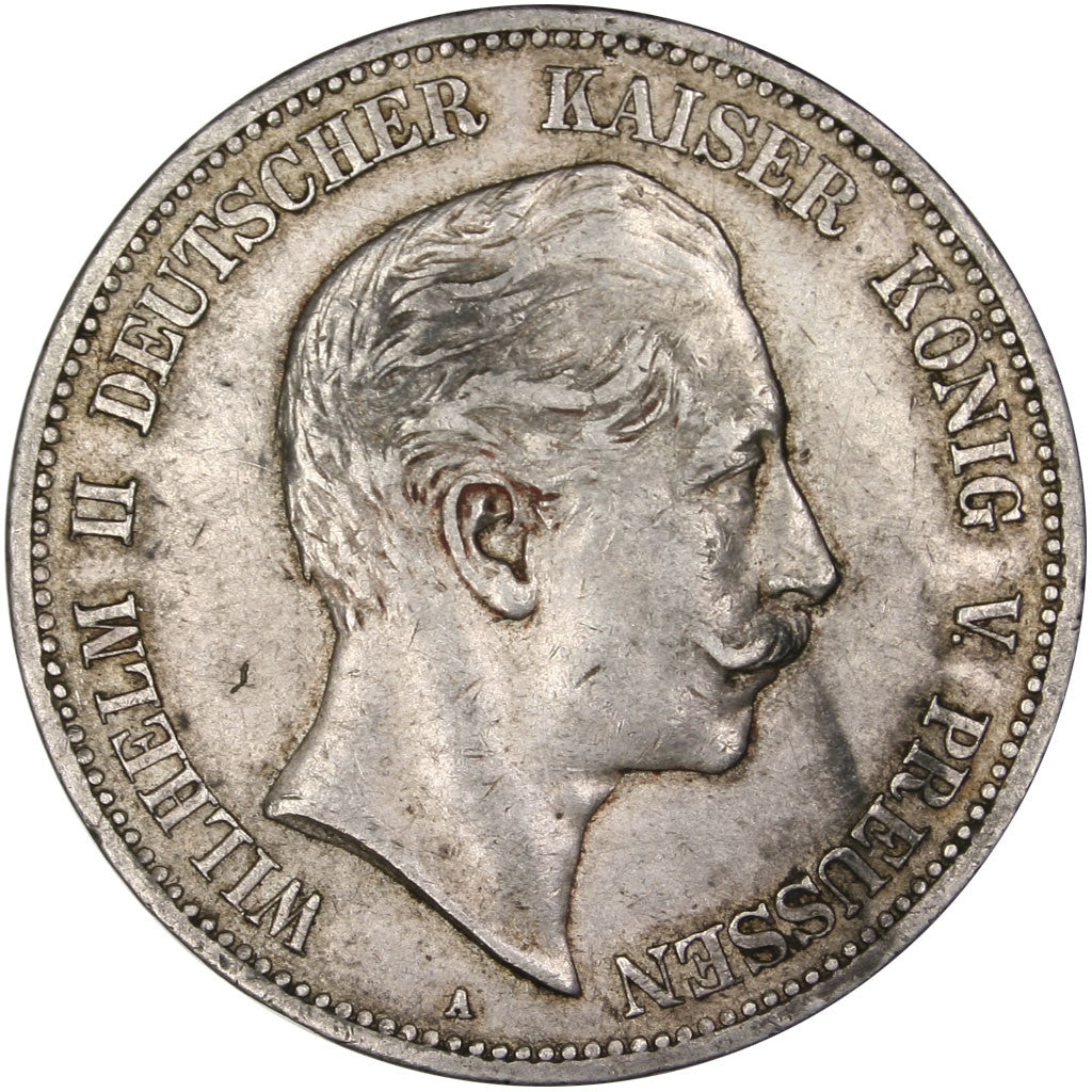 Coin, German States, PRUSSIA, Wilhelm II, 5 Mark, 1907, Berlin, AU(50-53)