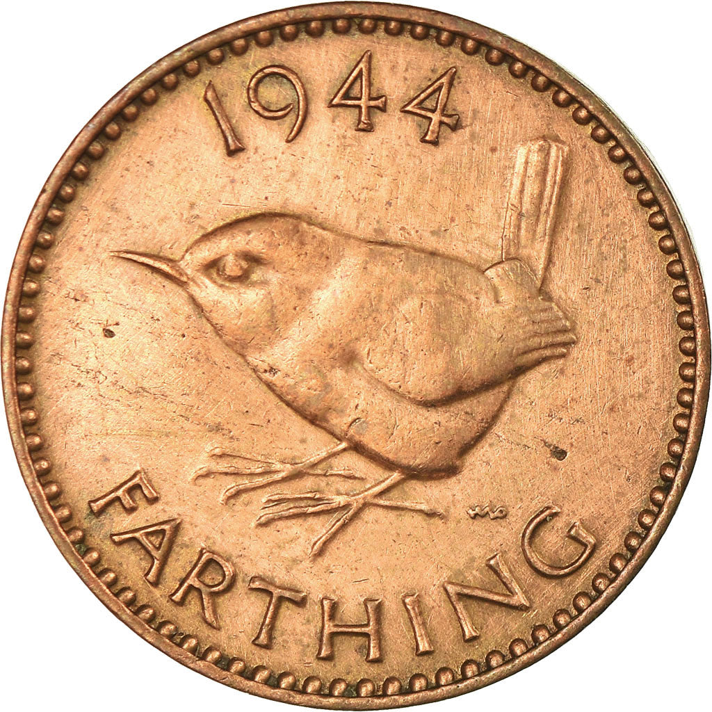 Coin, Great Britain, George VI, Farthing, 1944, AU(50-53), Bronze, KM:843