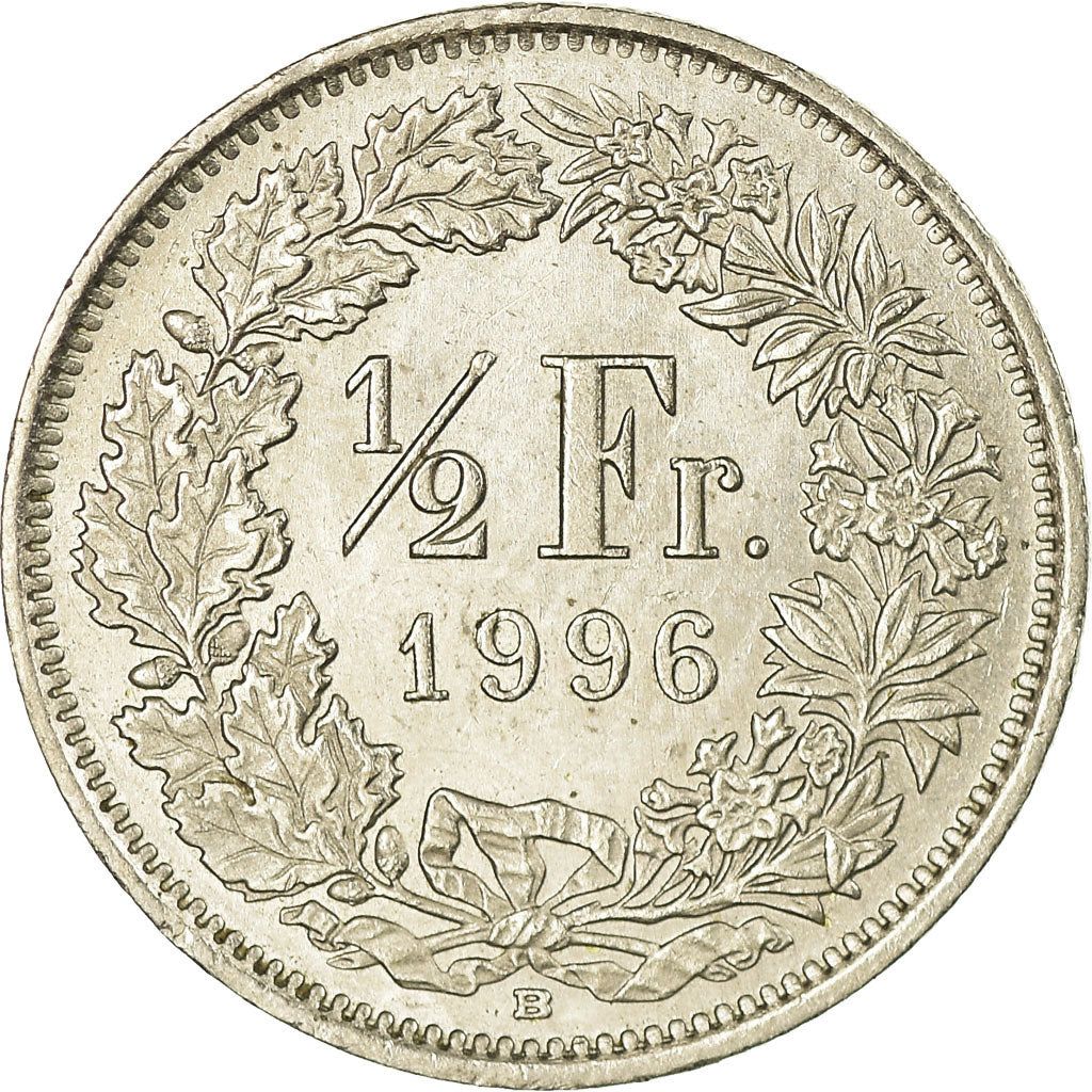 Coin, Switzerland, 1/2 Franc, 1996, Bern, EF(40-45), Copper-nickel, KM:23a.3