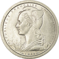 Coin, Madagascar, 2 Francs, 1948, Paris, MS(60-62), Aluminum, KM:4