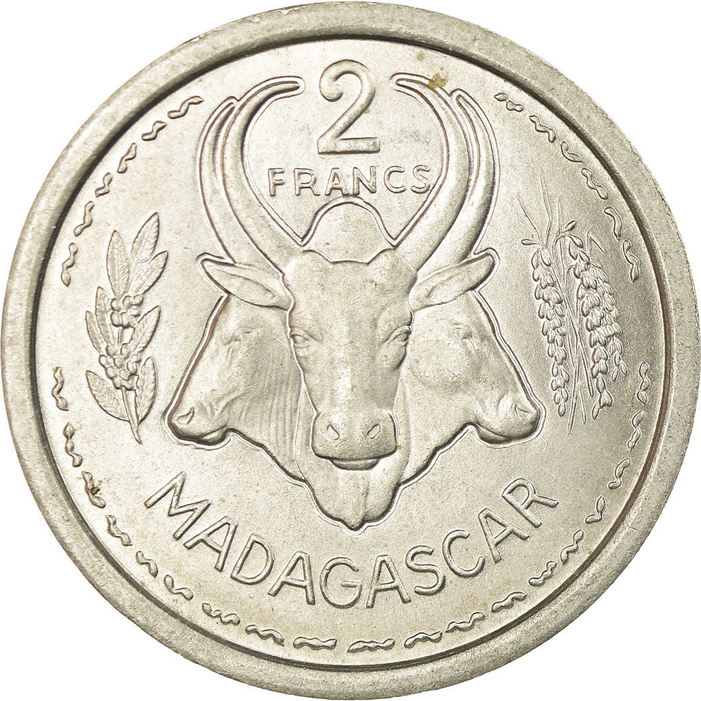 Coin, Madagascar, 2 Francs, 1948, Paris, MS(60-62), Aluminum, KM:4