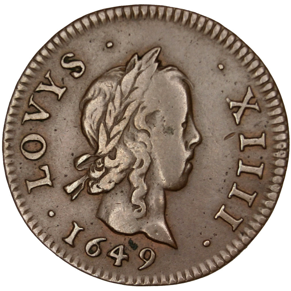 FRANCE, Essai du 3 Deniers, 3 Deniers, Liard, 1649, Paris, KM #170, EF(40-45),..
