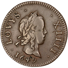 FRANCE, Essai du 3 Deniers, 3 Deniers, Liard, 1649, Paris, KM #170, EF(40-45),..
