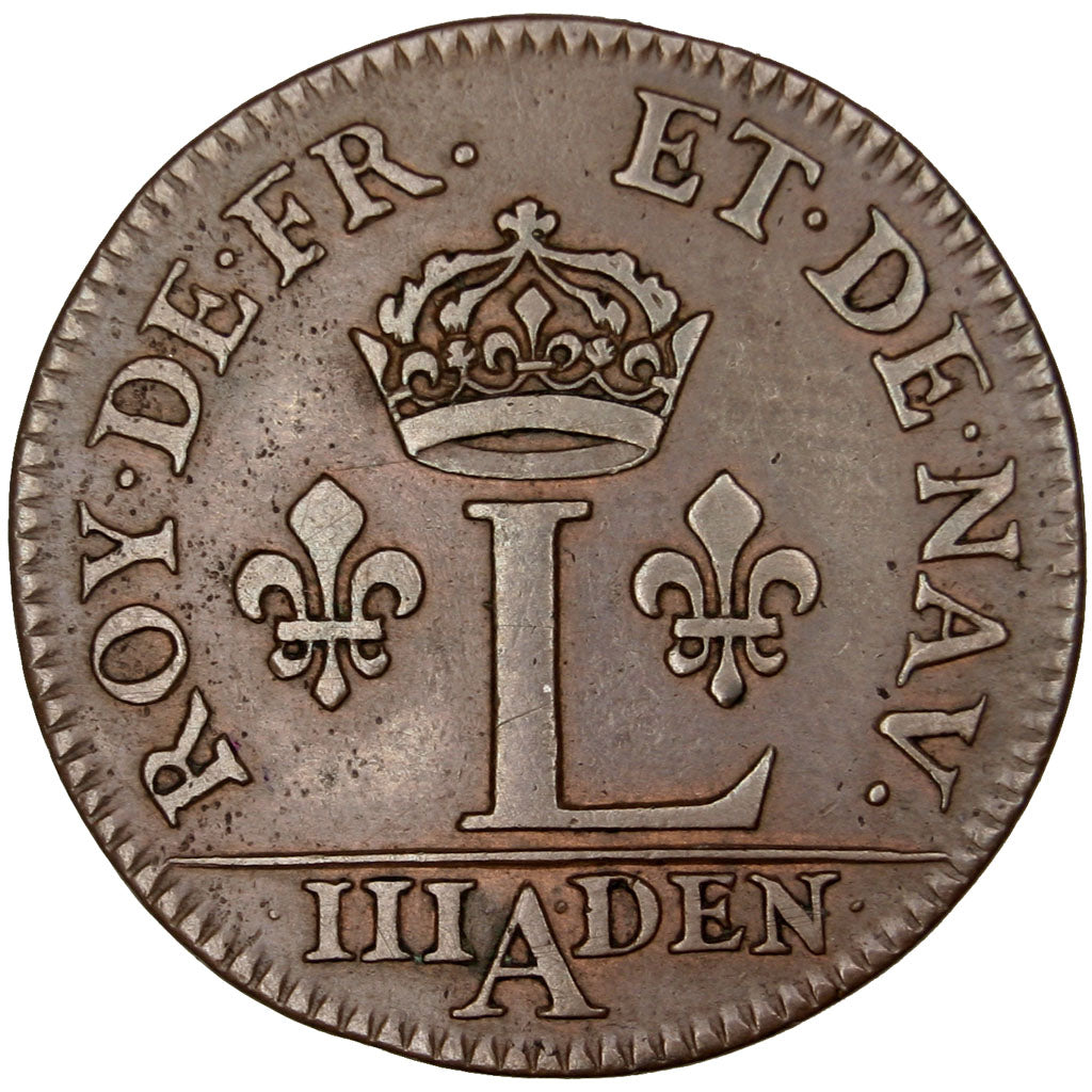 FRANCE, Essai du 3 Deniers, 3 Deniers, Liard, 1649, Paris, KM #170, EF(40-45),..