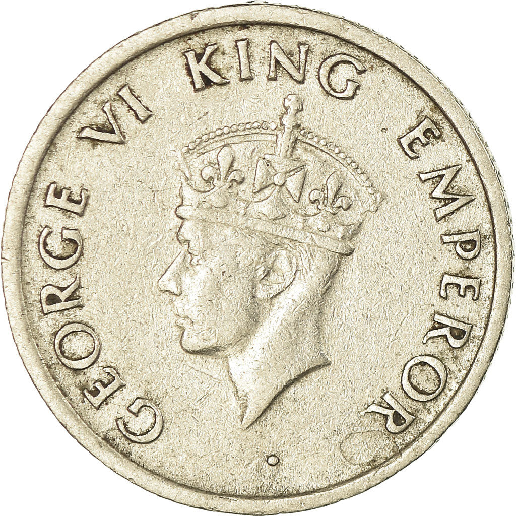 Coin, INDIA-BRITISH, George VI, 1/4 Rupee, 1947, VF(30-35), Nickel, KM:548