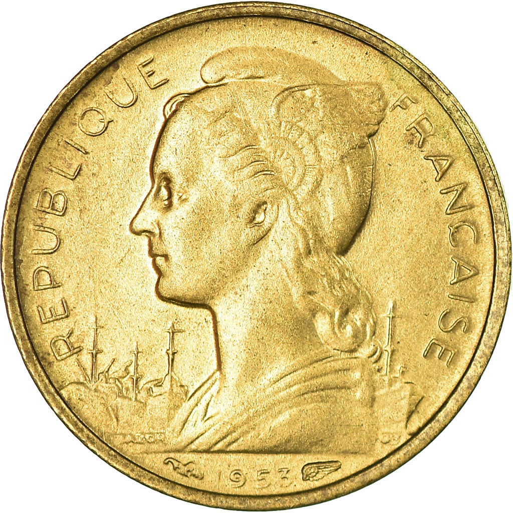 Coin, Madagascar, 10 Francs, 1953, Paris, AU(55-58), Aluminum-Bronze, KM:6