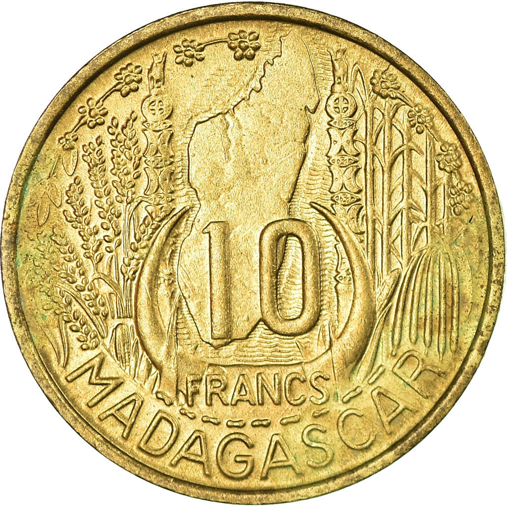 Coin, Madagascar, 10 Francs, 1953, Paris, AU(55-58), Aluminum-Bronze, KM:6