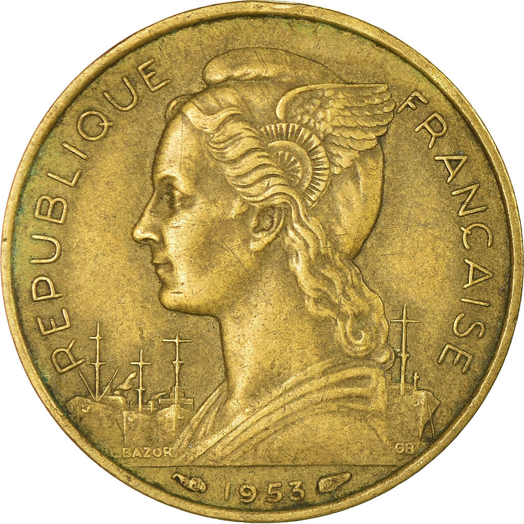 Coin, Madagascar, 20 Francs, 1953, Paris, VF(30-35), Aluminum-Bronze, KM:7