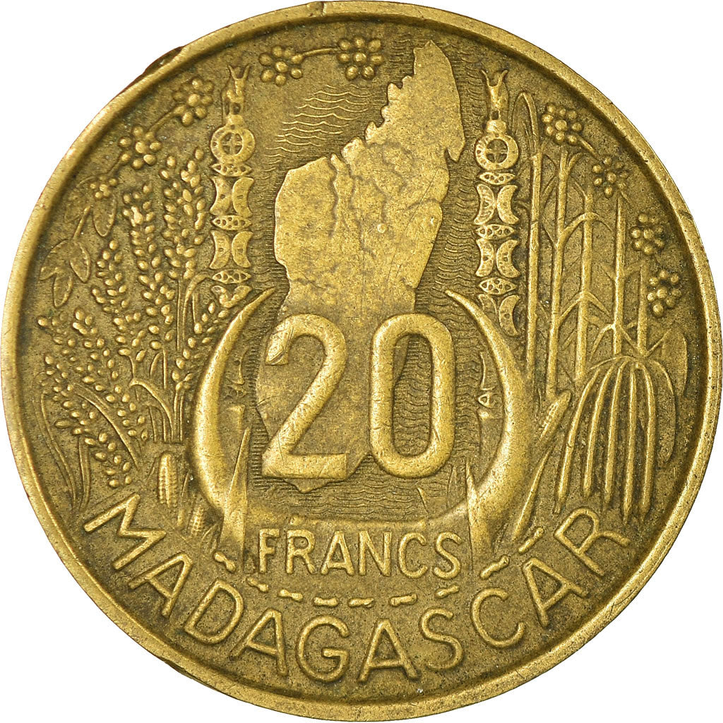 Coin, Madagascar, 20 Francs, 1953, Paris, VF(30-35), Aluminum-Bronze, KM:7