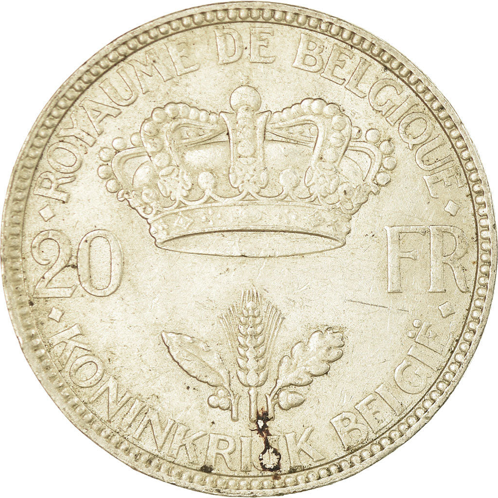 Coin, Belgium, 20 Francs, 20 Frank, 1935, EF(40-45), Silver, KM:105