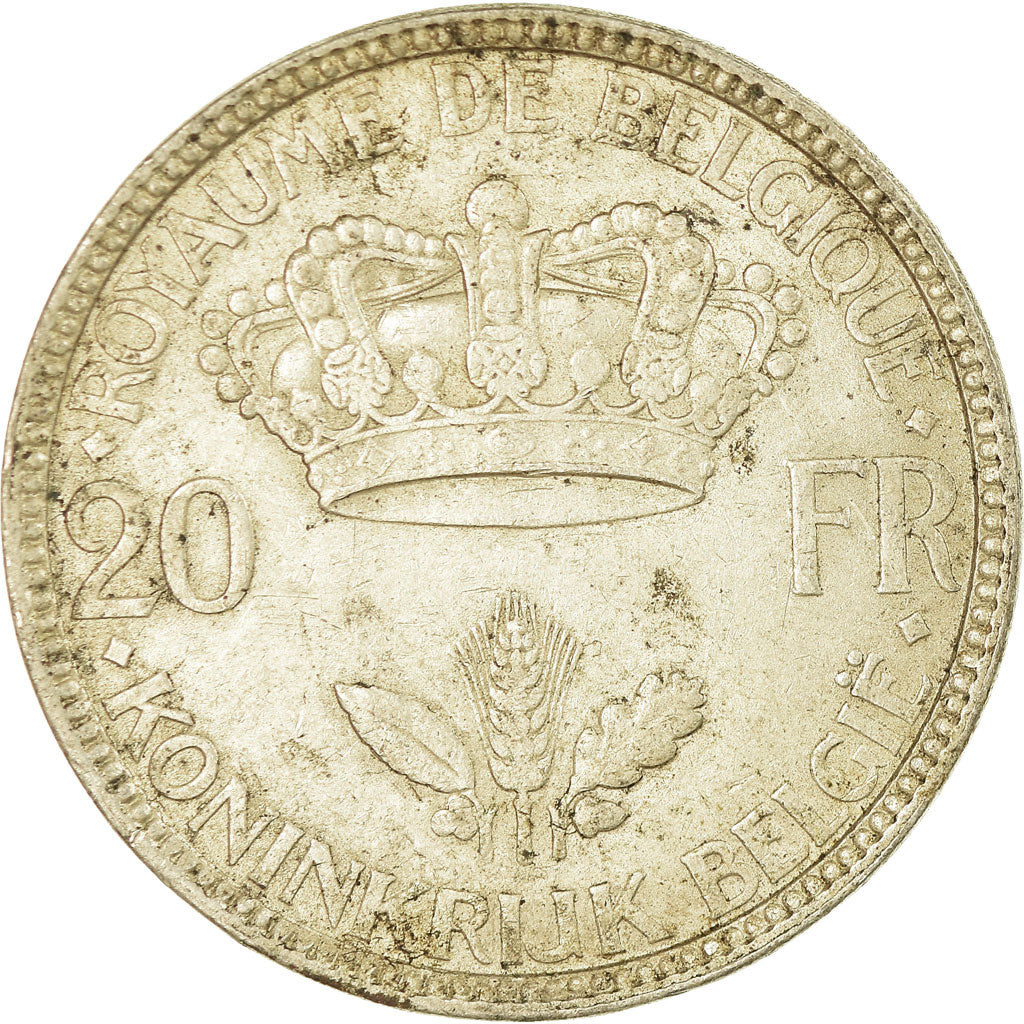 Coin, Belgium, 20 Francs, 20 Frank, 1935, EF(40-45), Silver, KM:105