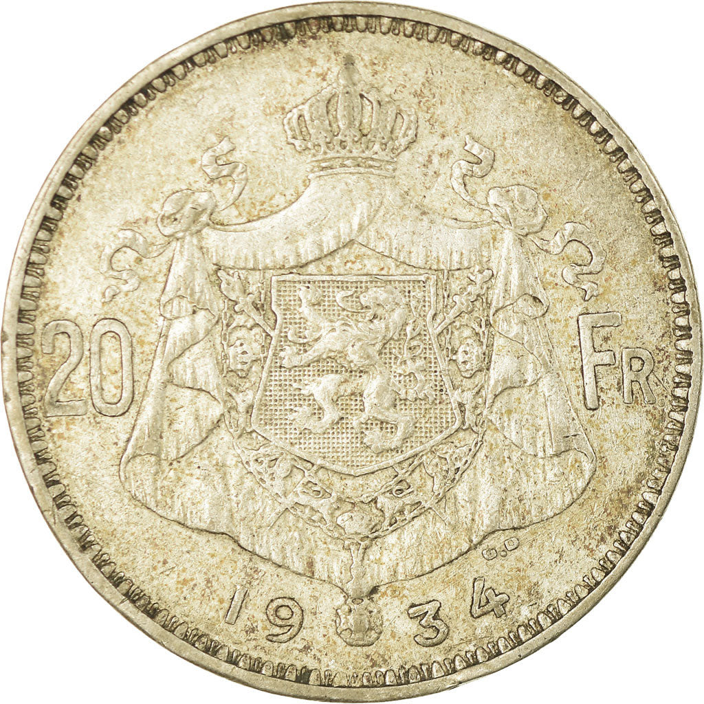 Monnaie, Belgique, 20 Francs, 20 Frank, 1934, TB, Argent, KM:103.1