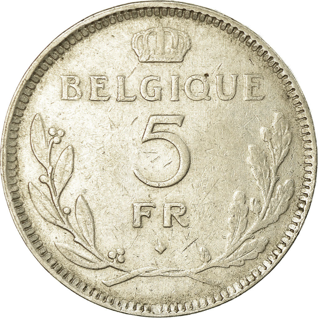 Coin, Belgium, 5 Francs, 5 Frank, 1937, Paris, VF(30-35), Nickel, KM:108