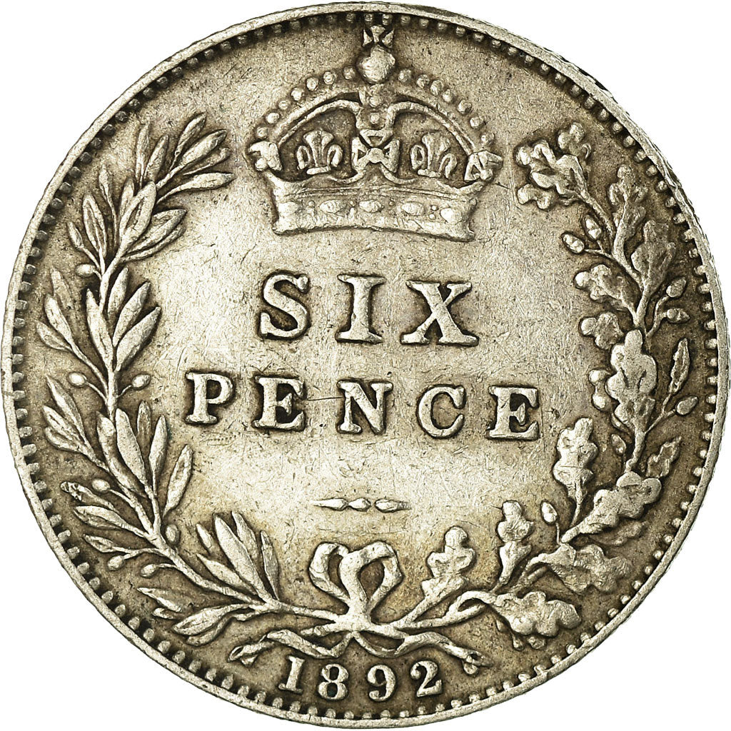 Coin, Great Britain, Victoria, 6 Pence, 1892, EF(40-45), Silver, KM:760