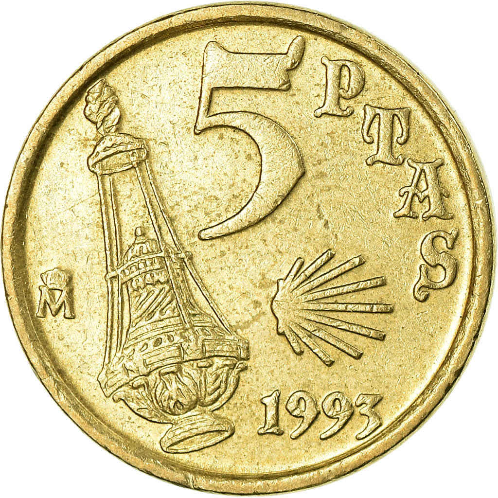Monnaie, Espagne, Juan Carlos I, 5 Pesetas, 1993, Madrid, TTB+, Aluminum-Bronze