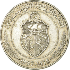 Moneta, Tunisia, 1/2 Dinar, 1997/AH1418, BB, Rame-nichel, KM:346